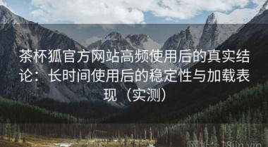 茶杯狐官方网站高频使用后的真实结论：长时间使用后的稳定性与加载表现（实测）