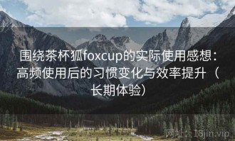 围绕茶杯狐foxcup的实际使用感想：高频使用后的习惯变化与效率提升（长期体验）
