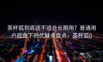 茶杯狐到底适不适合长期用？普通用户视角下的优缺点盘点，茶杯狐0