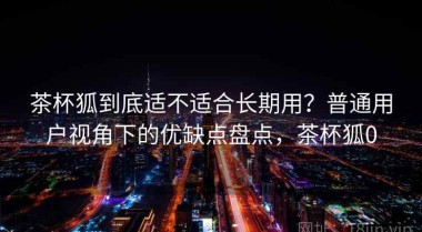 茶杯狐到底适不适合长期用？普通用户视角下的优缺点盘点，茶杯狐0