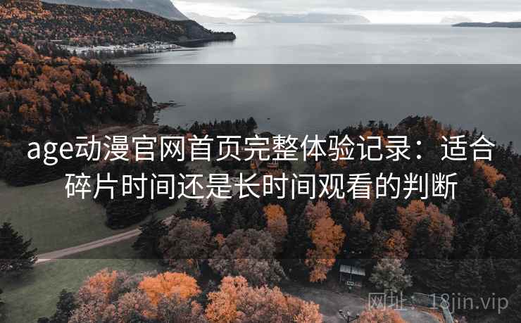 age动漫官网首页完整体验记录：适合碎片时间还是长时间观看的判断